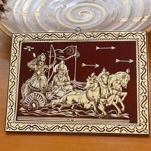 God Shri Krishna&Arjun giving Geeta Gyan Mythological Scene during Mahabharata